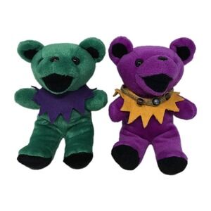 Grateful Dead Steven Smith Plush Bears Purple Green Lot Of 2‎ Vintage